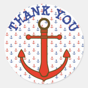 Thank You Stickers Red and Blue Anchors Stickers