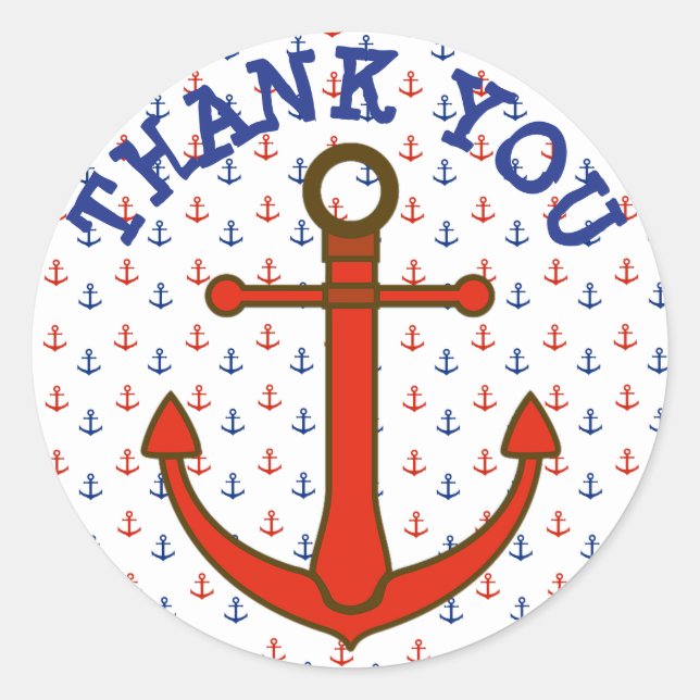 Thank You Stickers Red and Blue Anchors Stickers (Front)