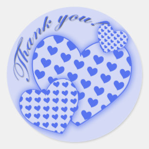 Thank You Stickers with Blue Hearts