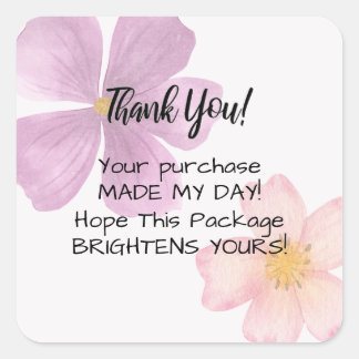 Thank You Stickers with Flowers - Small business