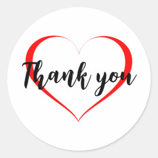 Thank you stickers with red heart