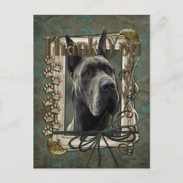 Thank You - Stone Paws - Great Dane - Grey Postcard (Front)