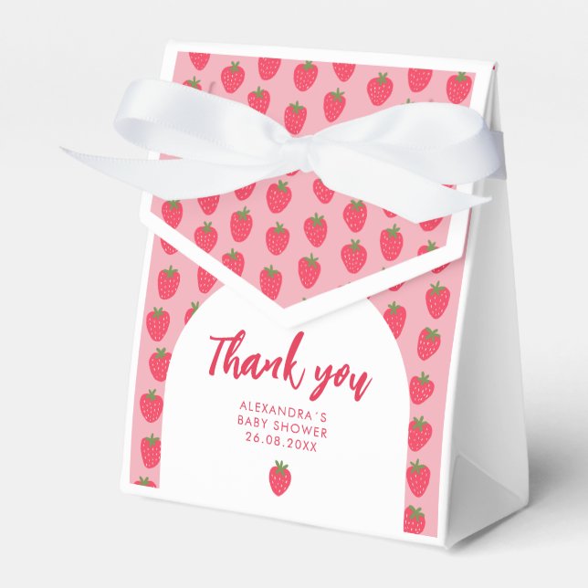 Thank you Strawberry Baby Shower Favour Box (Front Side)