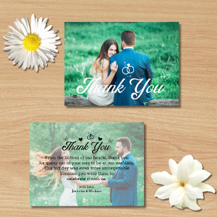 thank you stylish fun script 2 photos wedding card