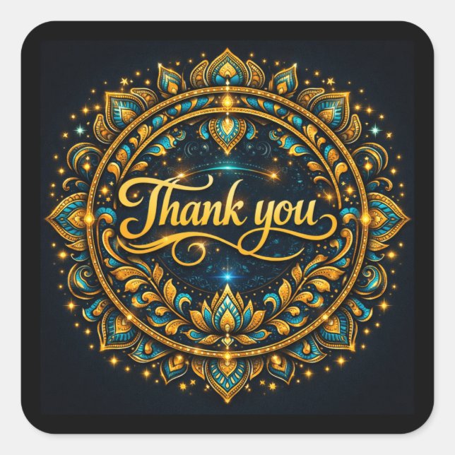 Thank You  | Stylish Gratitude Design Square Sticker (Front)