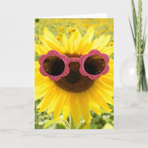 Thank You Sunflower with Pink Sunglasses  Card