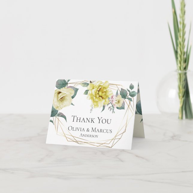 Thank You | Sunny Yellow Watercolor Peonies (Front)