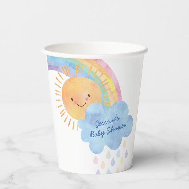 Thank You Sunshine Rainbow Baby Shower Paper Cups (Back)