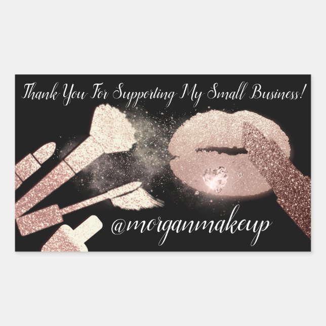 Thank You Support Small Business Makeup Lips Black Sticker (Front)