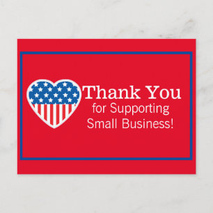 Thank You Supporting Small Business Patriotic  Postcard