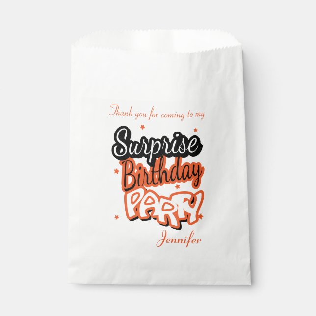 Thank You Surprise Birthday Party | Orange Favour Bag (Front)