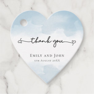 Thank you Swash Names Light blue wedding Favour Tags