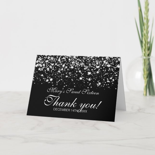 Thank You Sweet 16 Midnight Glam Silver Card (Front)