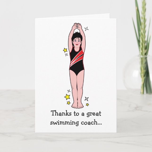Thank You: Swimming Coach Thank You Card (Front)
