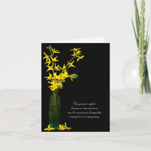 thank you sympathy lady bug on forsythia card