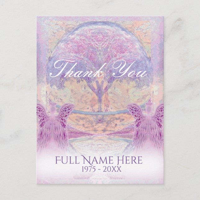 Thank You | Sympathy | Pink Guardian Angels Postcard (Front)