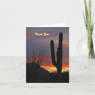 Thank You Sympathy Saguaro Cactus Sunset Note Card