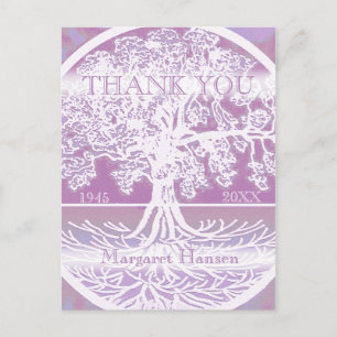 Thank You Sympathy Tree of Life Pink Postcard