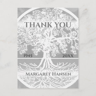 Thank You Sympathy Tree of Life Silver Postcard