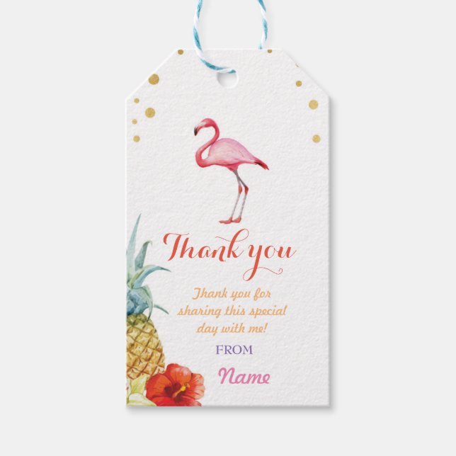 Thank you Tag Favour Flamingo Aloha Tiki Pineapple (Front)