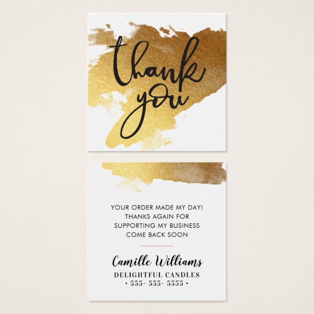 THANK YOU TAG hand lettering simple painted gold (Front & Back)