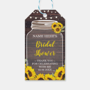 Thank you Tag Jar Sunflower Bridal Shower  Wood