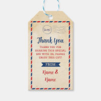 Thank you Tag Postcard Favor Tags Wedding Travel