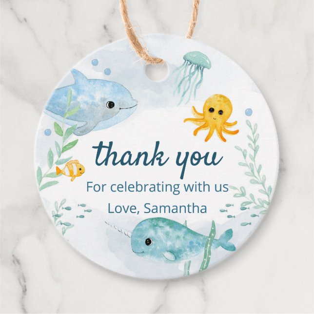 Thank you tag with under the sea theme (Front)