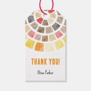 Thank you tag with watercolour tiles circle
