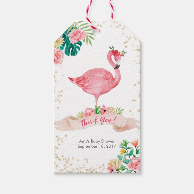 Thank you tags | Favor tags | Flamingo (Front)
