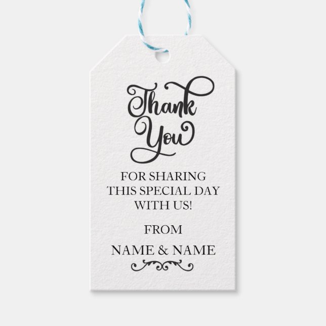 Thank you Tags Favour Elegant Wedding (Front)