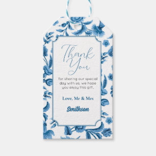 Thank you Tags Wedding Chintz Blue & White Floral