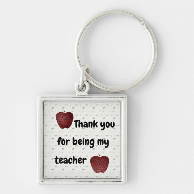 Thank You Teacher Apple Classroom Appreciation Keychain (Front)