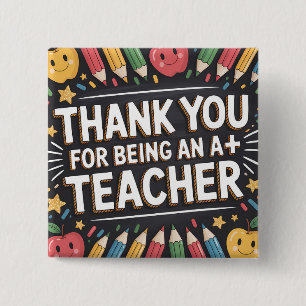 Thank you Teacher Appreciation card 2 Inch Square Button