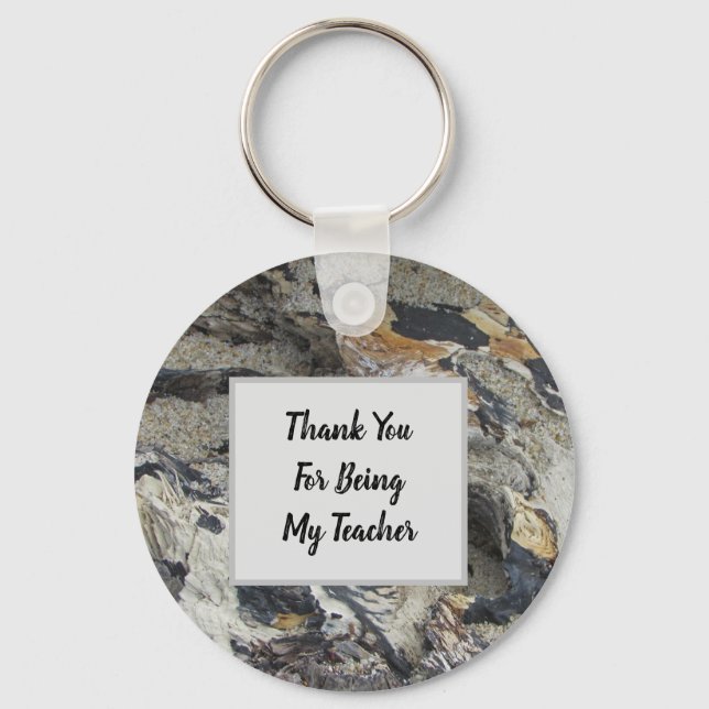 Thank You Teacher Appreciation Driftwood Nature Keychain (Front)