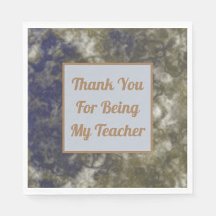 Thank You Teacher Appreciation Gold Blue Classroom Napkin