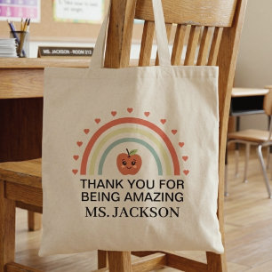Thank You Teacher Appreciation Pastel Rainbow Tote Bag