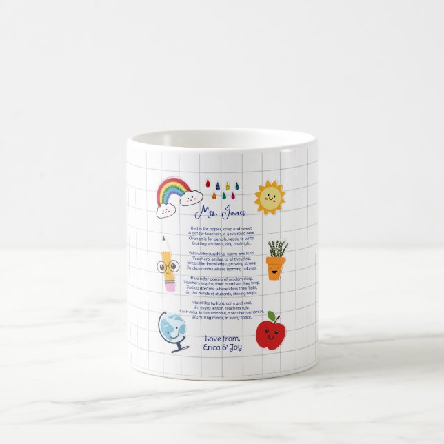 thank you teacher Appreciation rainbow cloud poem Coffee Mug (Center)