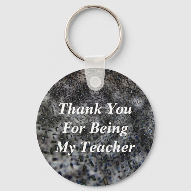Thank You Teacher Black White Abstract Pattern Keychain (Front)