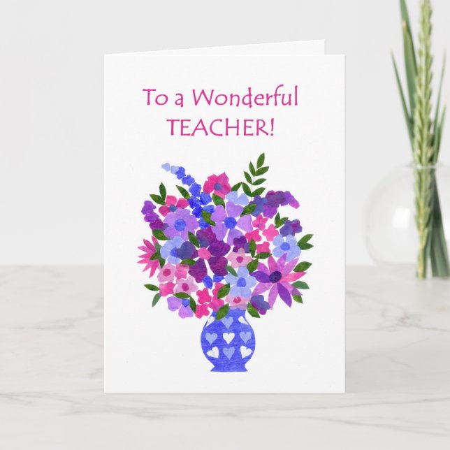 Thank You, Teacher Card - Flower Power (Front)