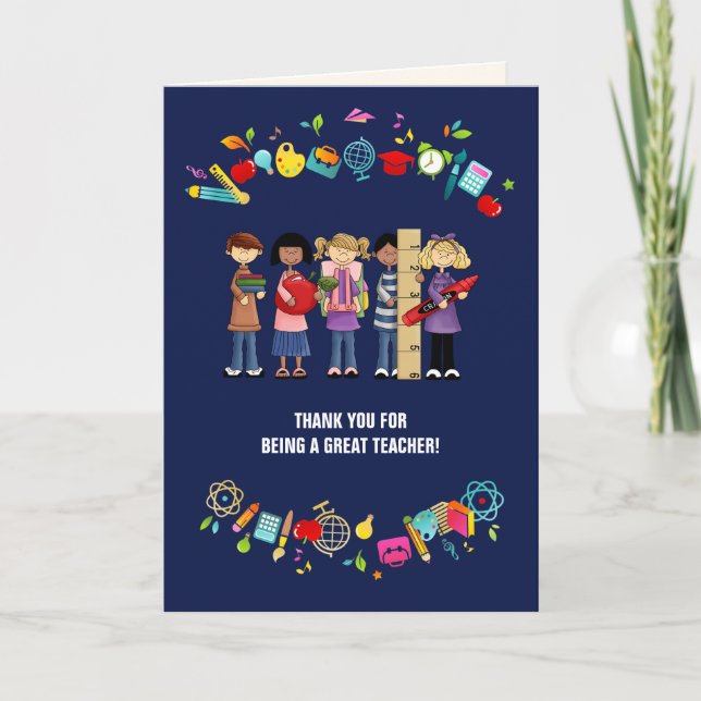 Thank You, Teacher. Custom Greeting Cards (Front)