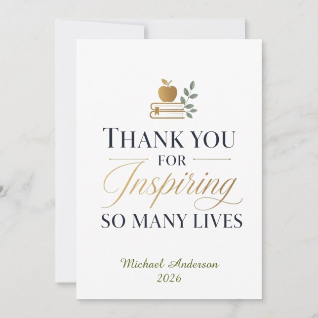 Thank You Teacher Custom Name Card (Front)