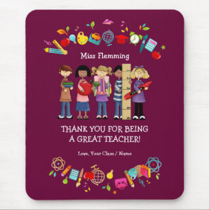 Thank You, Teacher. Custom Name Gift Mouse Pad