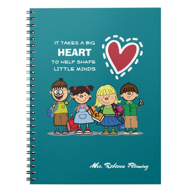 Thank You, Teacher. Custom Name Gift  Notebook (Front)