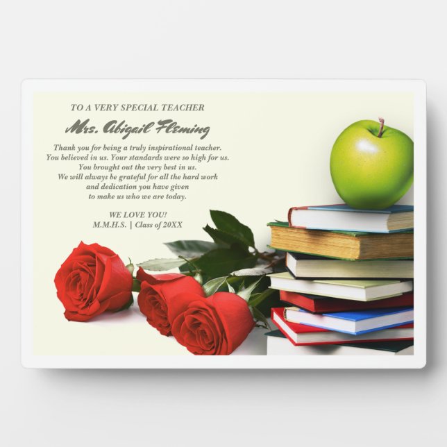 Thank You, Teacher. Custom Name Gift  Plaques (Front)