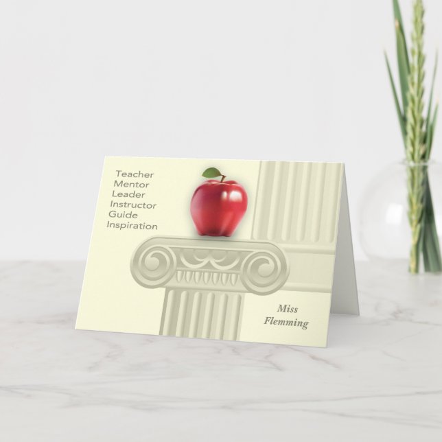 Thank You Teacher, Custom Name Greeting Card (Front)