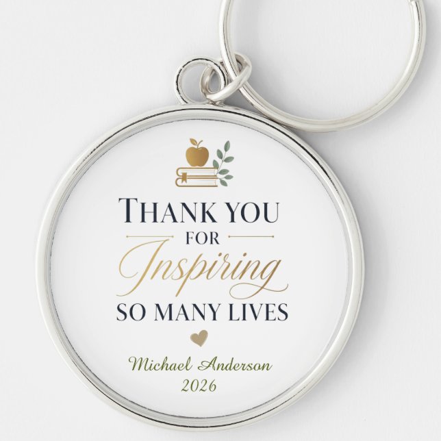 Thank You Teacher Custom Name Keychain (Front)