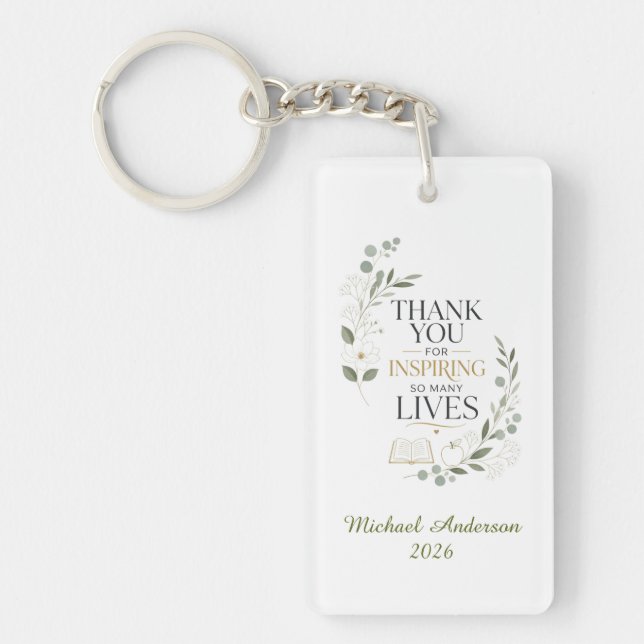 Thank You Teacher Custom Name Retirement Keychain (Front)
