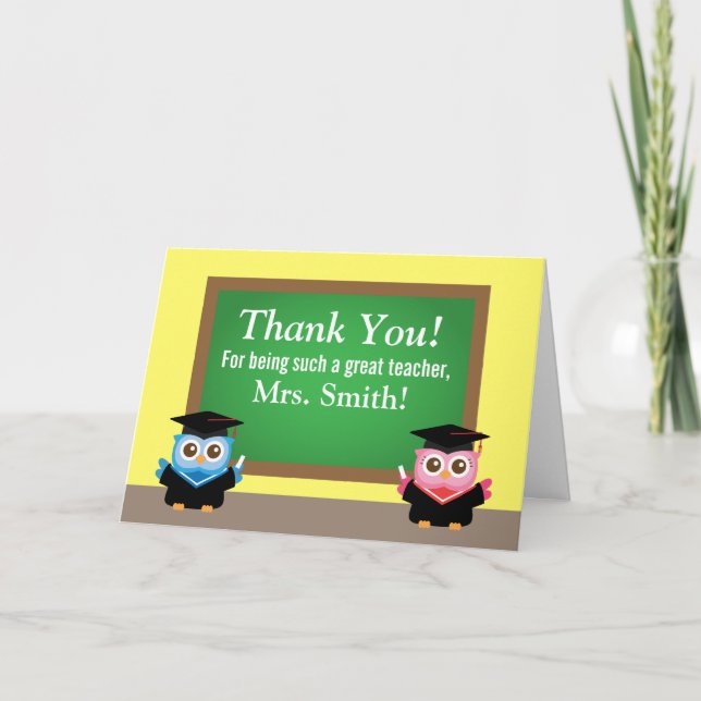Thank you teacher, Graduation Farewell, Cute Owls (Front)