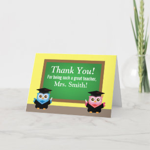 Thank you teacher, Graduation Farewell, Cute Owls Card